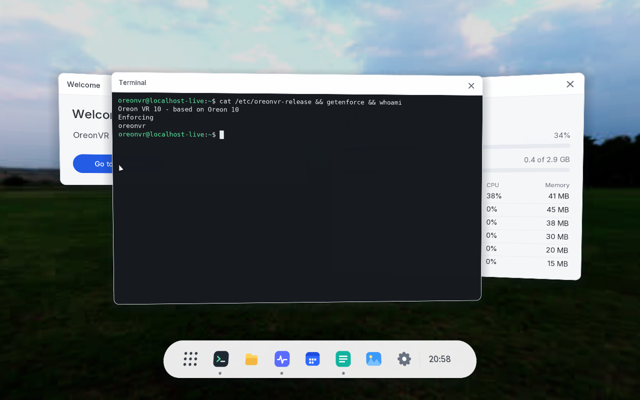 The terminal. It is a normal Linux shell, with SELinux enforcing.